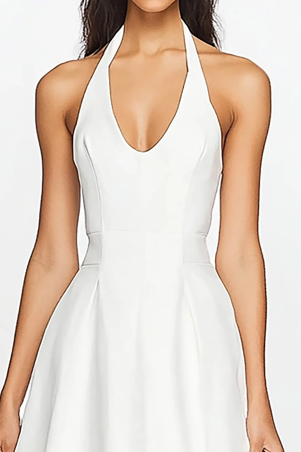 Halter A Line Satin White Graduation Dress sold by Zapaka product image thumbnail 2