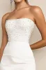 White Bodycon Strapless Mini Graduation Dress with Sequins sold by Zapaka