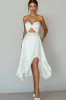 Strapless Cut Out White A Line Satin Graduation Dress sold by Zapaka