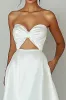 Strapless Cut Out White A Line Satin Graduation Dress sold by Zapaka