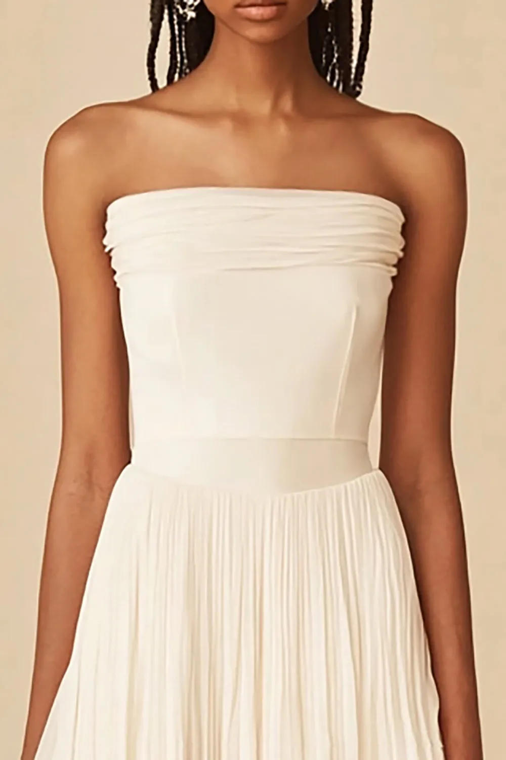 White Strapless A Line Graduation Dress with Ruffles sold by Zapaka product image thumbnail 2