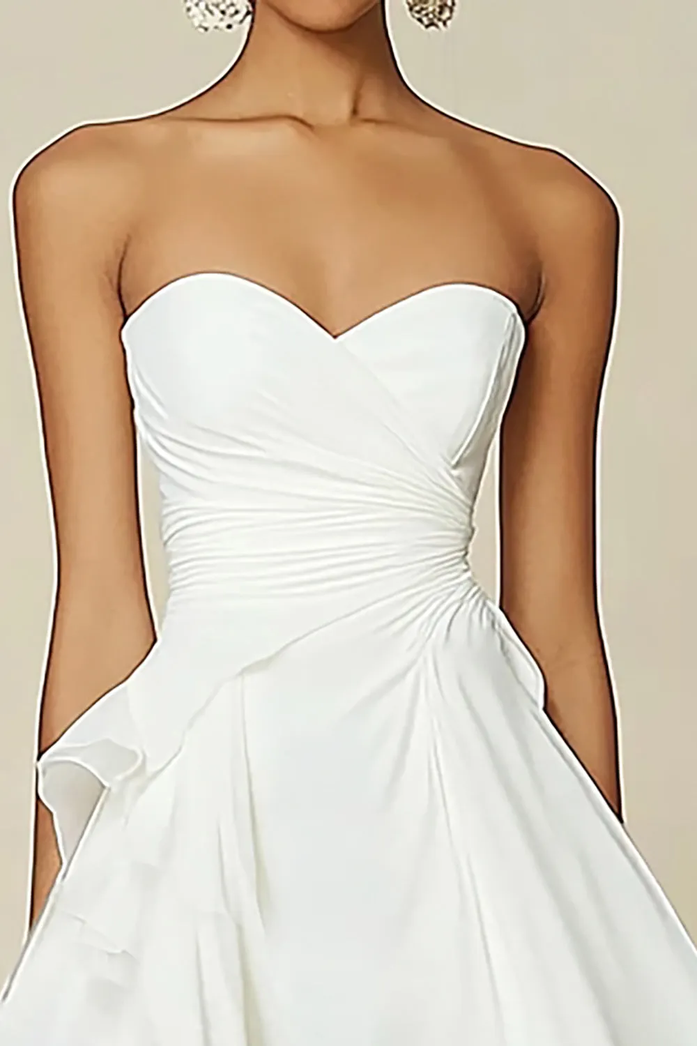 Strapless White A Line Chiffon Ruffled Graduation Dress sold by Zapaka product image thumbnail 2