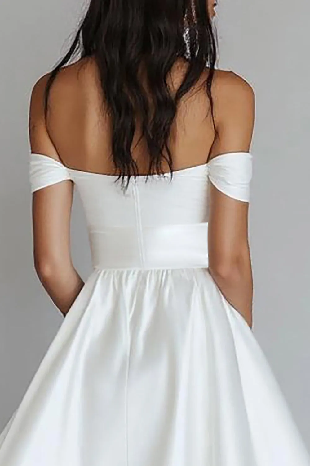 White A Line Off the Shoulder Graduation Dress sold by Zapaka product image thumbnail 4