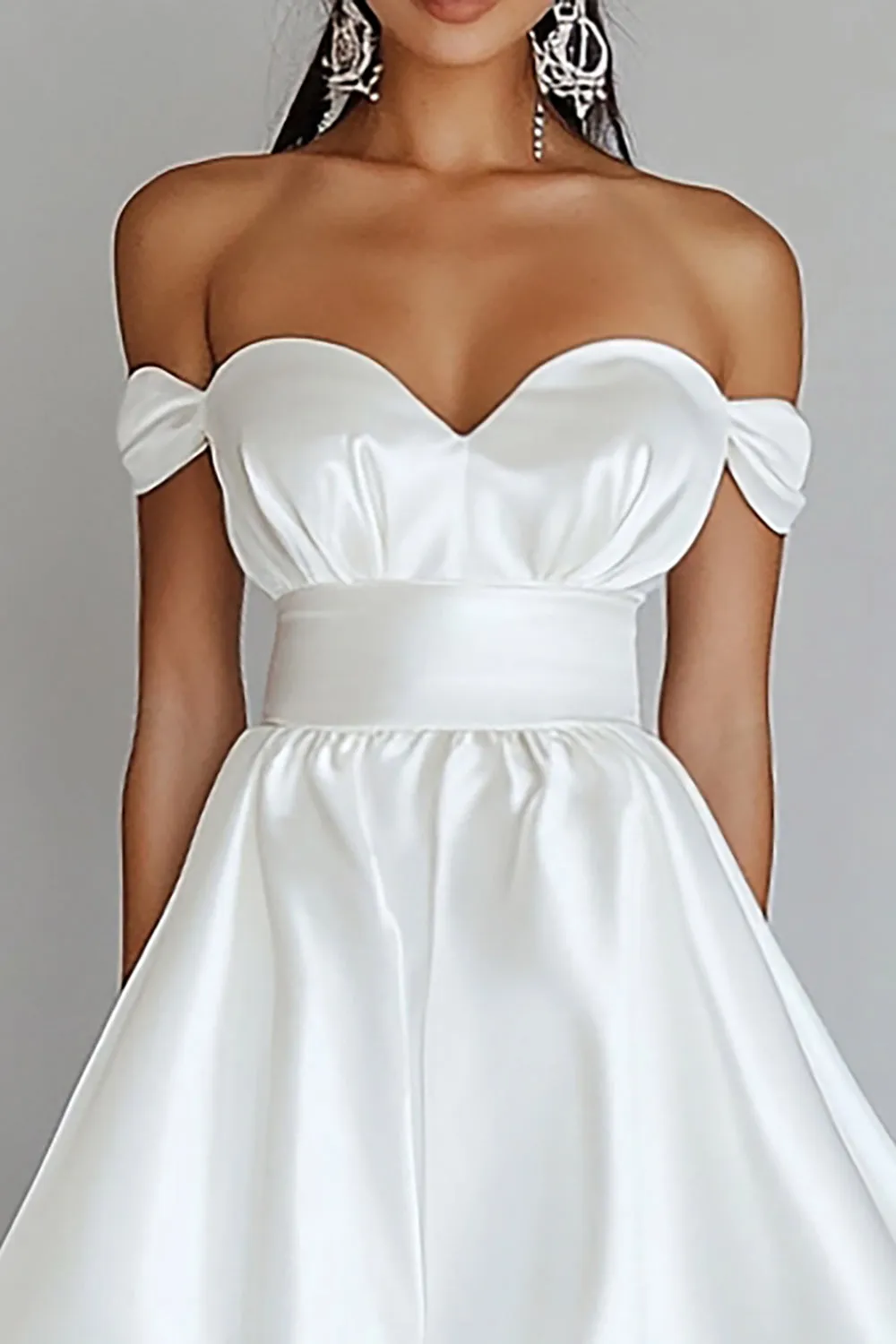 White A Line Off the Shoulder Graduation Dress sold by Zapaka product image thumbnail 3