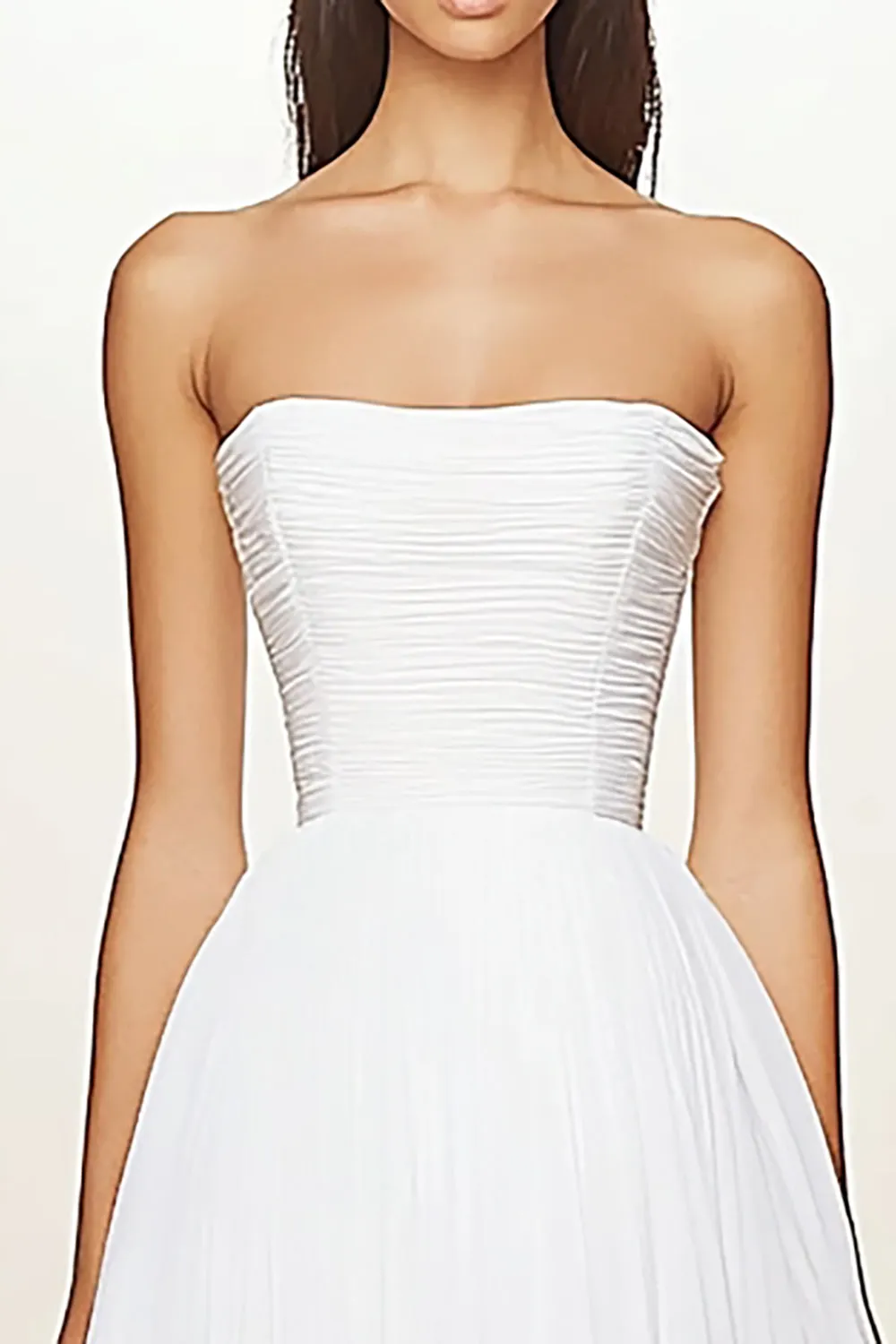 White A Line Strapless Ruffled Graduation Dress sold by Zapaka product image thumbnail 2