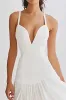 White A Line Ruffled Chiffon Tea Length Graduation Dress sold by Zapaka