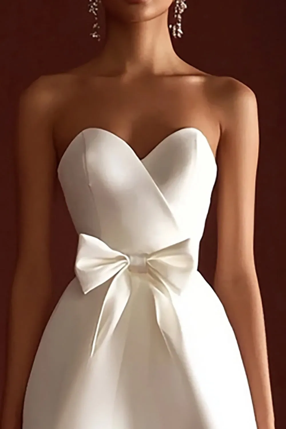 White Strapless A Line Graduation Dress with Bow sold by Zapaka product image thumbnail 3