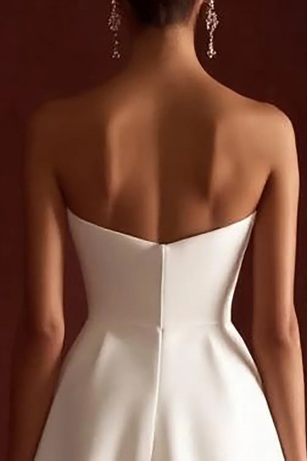 White Strapless A Line Graduation Dress with Bow sold by Zapaka product image thumbnail 4