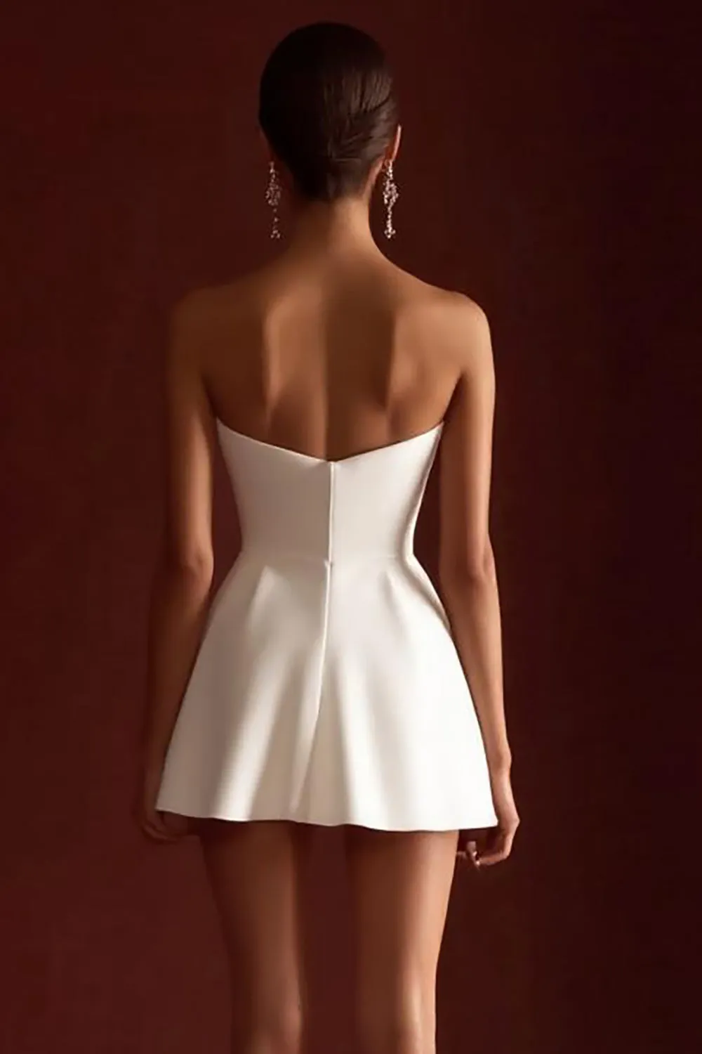 White Strapless A Line Graduation Dress with Bow sold by Zapaka product image thumbnail 2