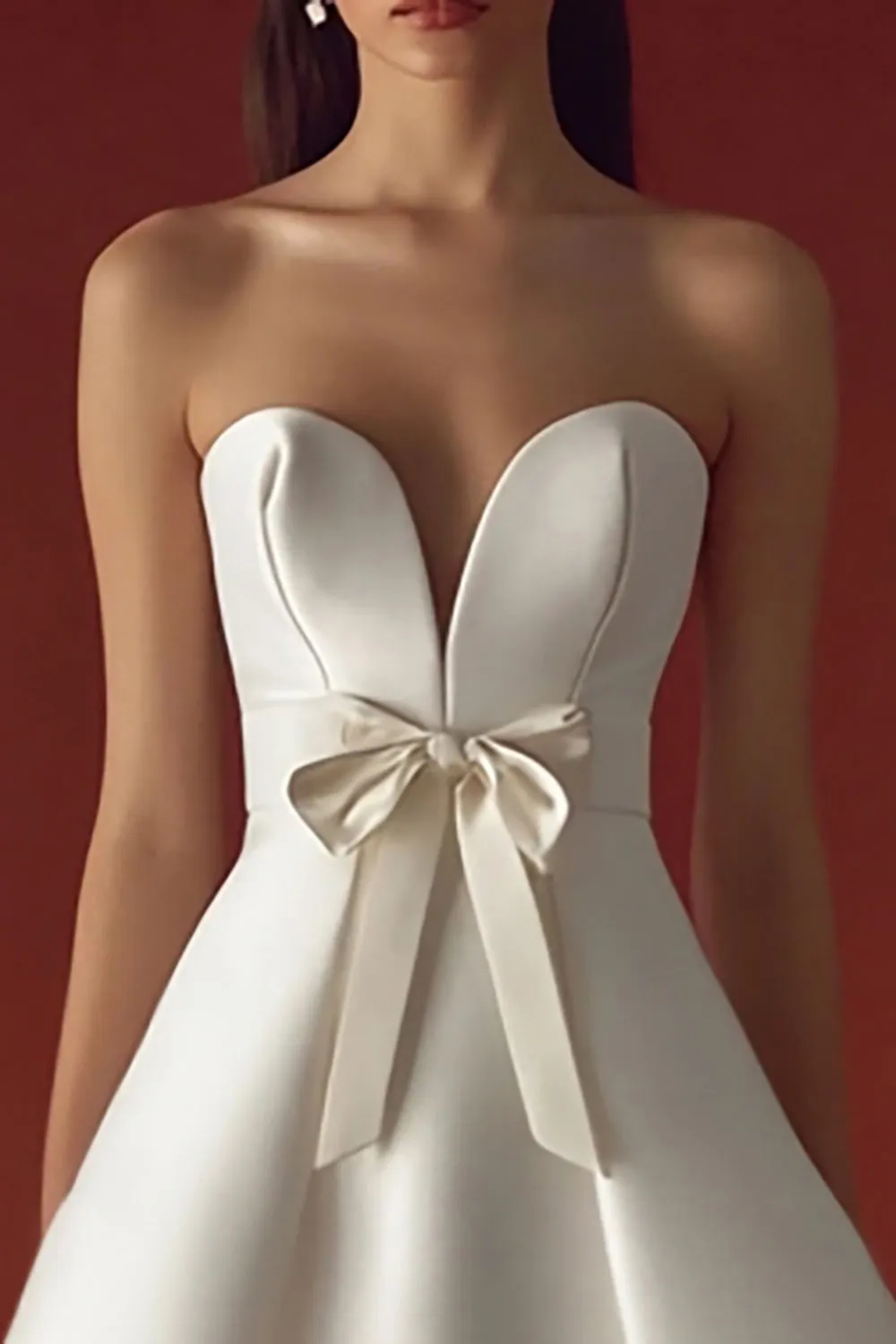 Strapless White A Line Satin Graduation Dress sold by Zapaka product image thumbnail 2