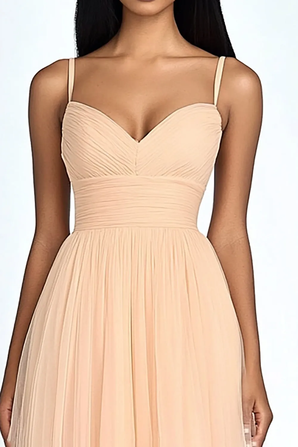 Peach A Line Spaghetti Straps Tulle Formal Dress sold by Zapaka product image thumbnail 2