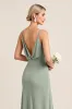 Matcha Sheath Long Spaghetti Straps Bridesmaid Dress with Slit sold by Zapaka