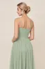 A Line Chiffon Matcha Long Bridesmaid Dress sold by Zapaka