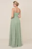 A Line Chiffon Matcha Long Bridesmaid Dress sold by Zapaka
