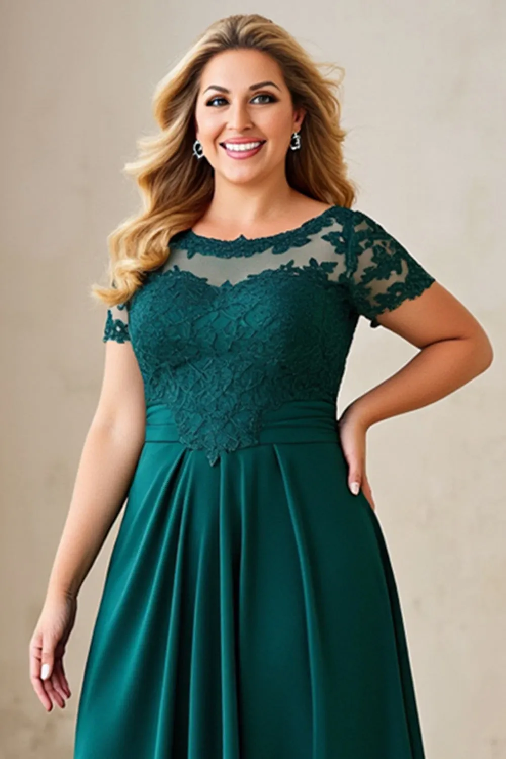 Pine A Line Lace Chiffon Plus Size Mother of the Bride Dress sold by Zapaka product image thumbnail 3