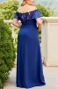Navy Plus Size Ruched Off the Shoulder Mother of the Bride Dress sold by Zapaka
