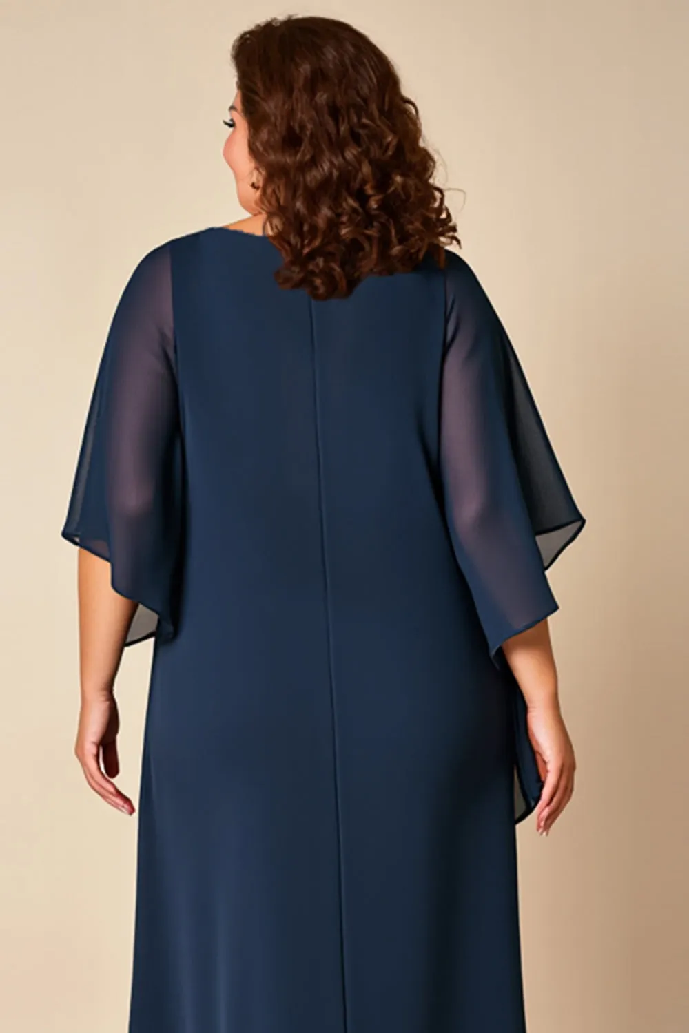 Navy Plus Size Sheath Chiffon Mother of the Bride Dress sold by Zapaka product image thumbnail 4