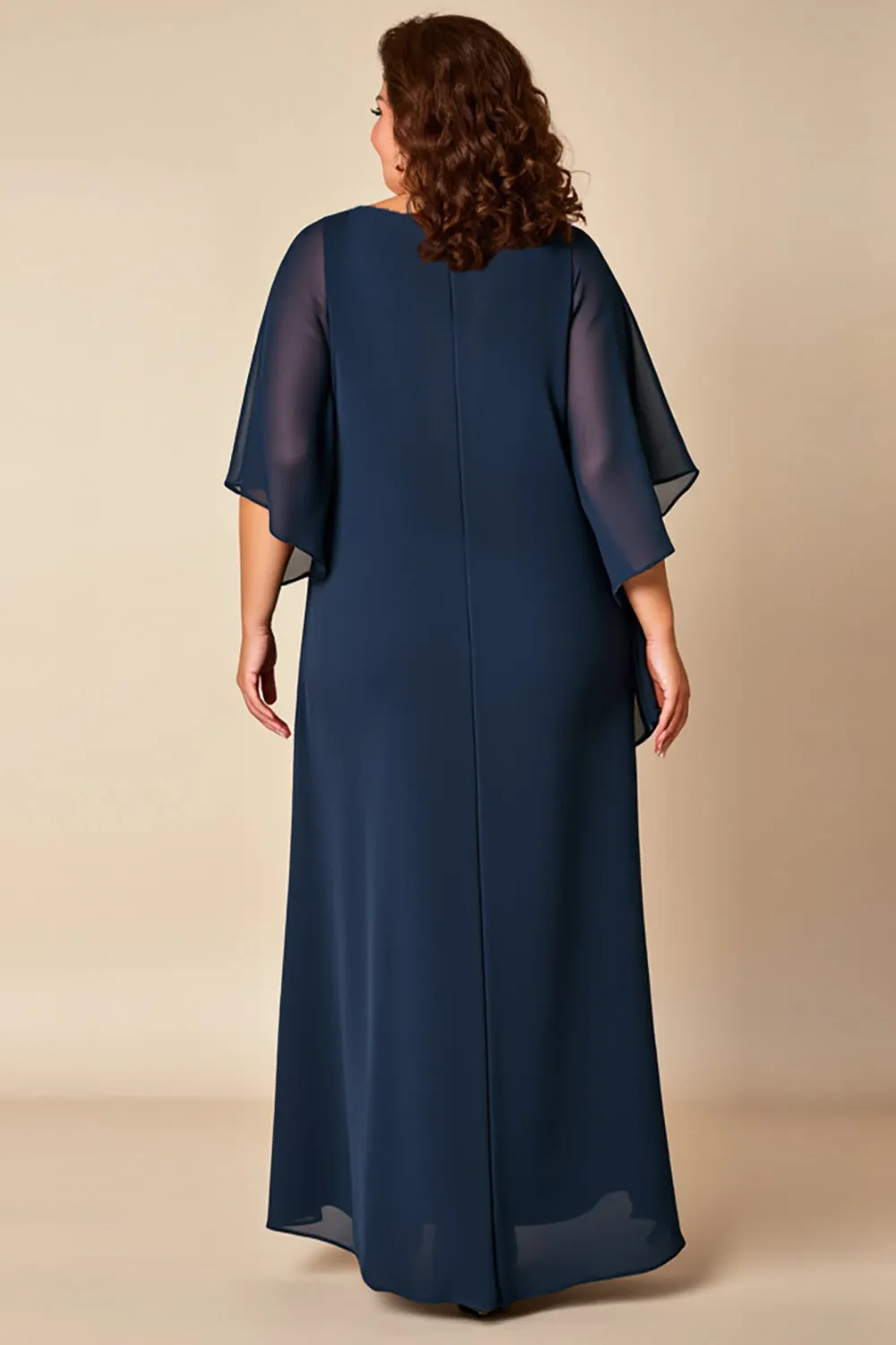 Navy Plus Size Sheath Chiffon Mother of the Bride Dress sold by Zapaka product image thumbnail 2