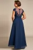 Navy A Line Chiffon Lace Mother of the Bride Dress sold by Zapaka