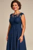 Navy A Line Chiffon Lace Mother of the Bride Dress sold by Zapaka