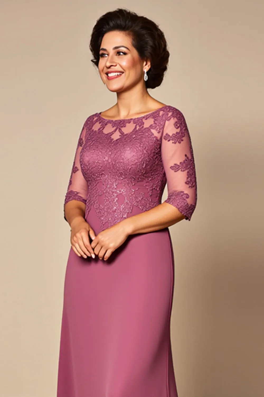 Desert Rose Chiffon Lace Mother of the Bride Dress sold by Zapaka product image thumbnail 4