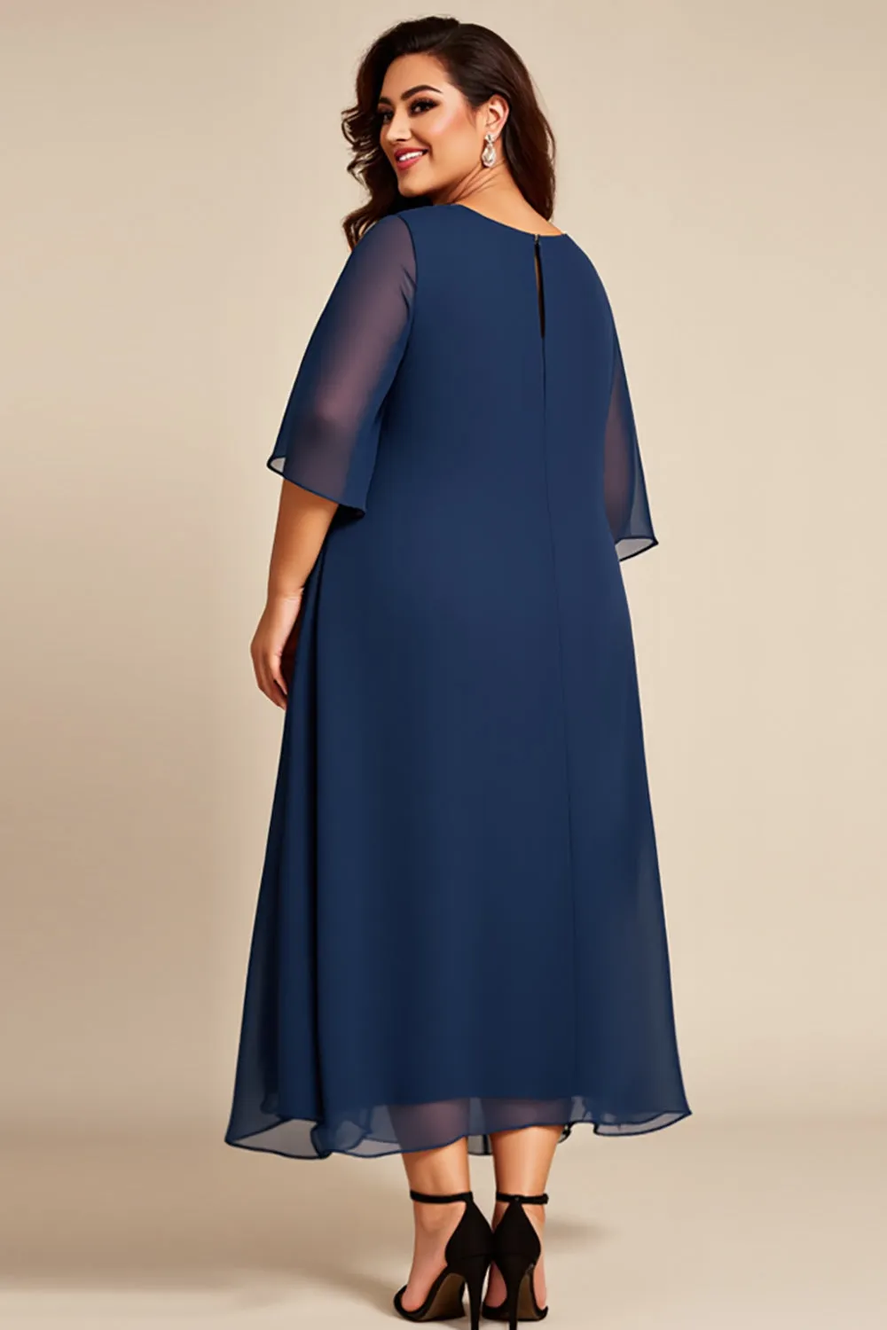 Navy Plus Size Chiffon A Line Mother of the Bride Dress sold by Zapaka product image thumbnail 2