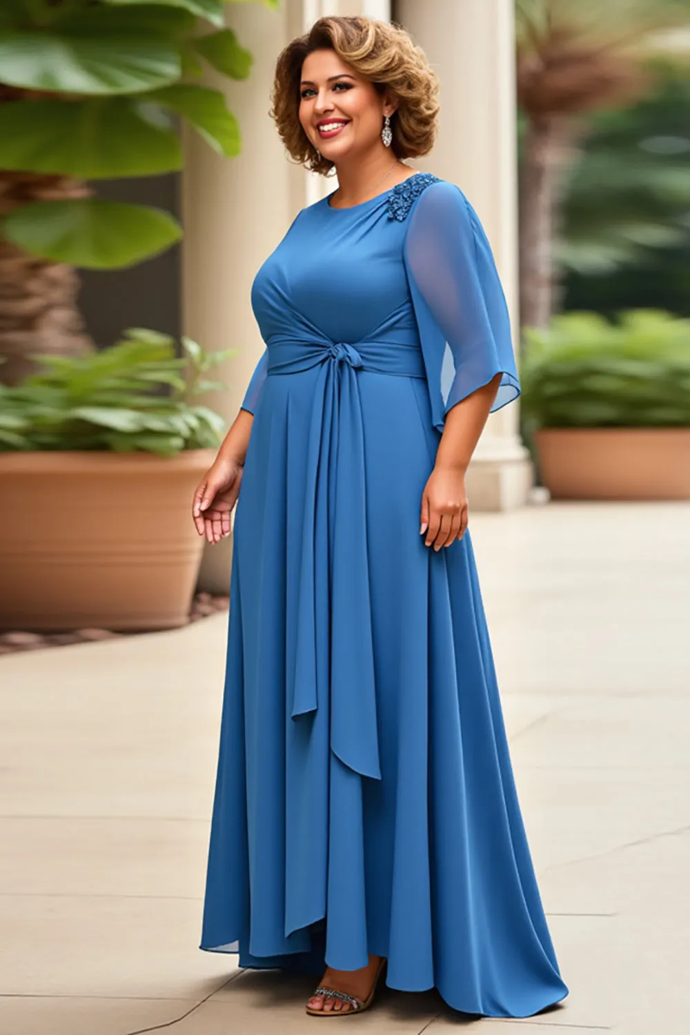 Royal Blue Plus Size Chiffon Mother of the Bride Dress sold by Zapaka product image thumbnail 3