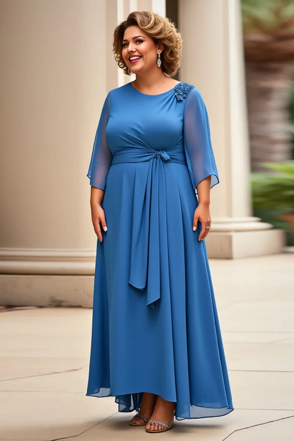 Royal Blue Plus Size Chiffon Mother of the Bride Dress sold by Zapaka