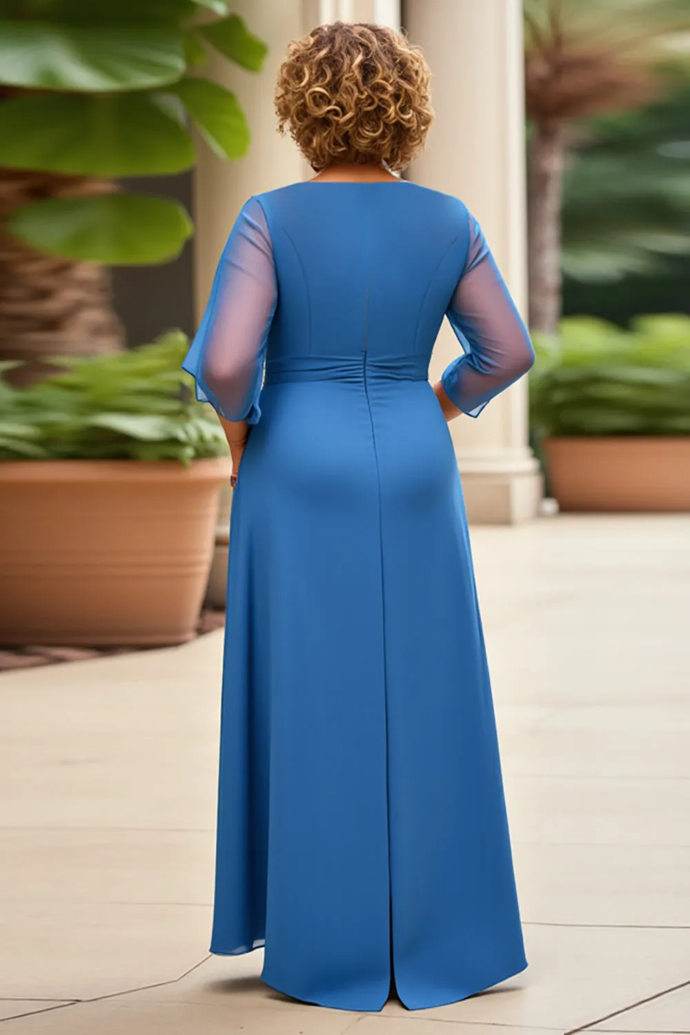 Royal Blue Plus Size Chiffon Mother of the Bride Dress sold by Zapaka product image thumbnail 2