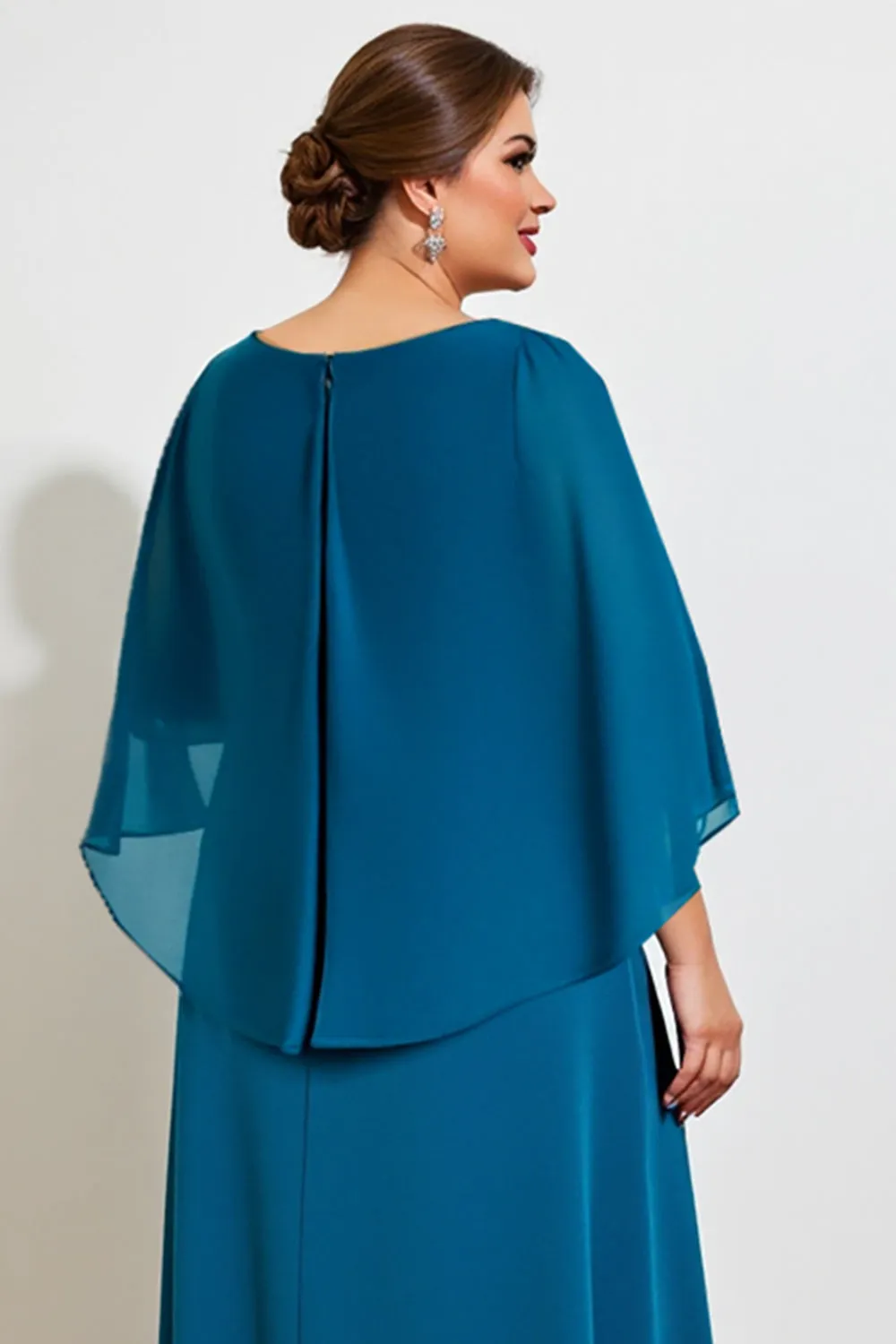 Peacock A Line Lace Chiffon Cape Plus Size Mother of the Bride Dress sold by Zapaka product image thumbnail 5