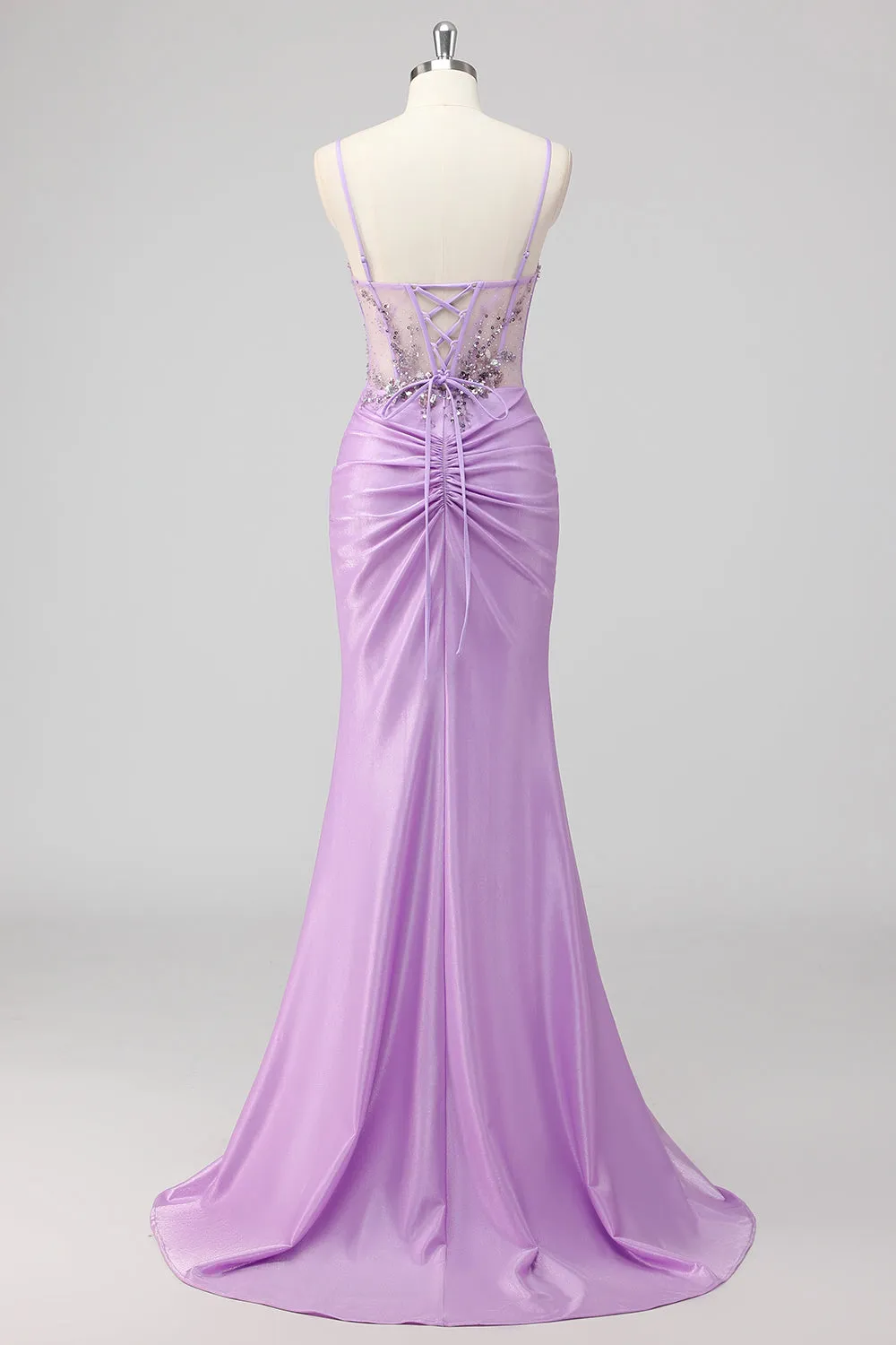 Purple Mermaid Spaghetti Straps Corset Sequin Long Prom Dress sold by Zapaka product image thumbnail 2