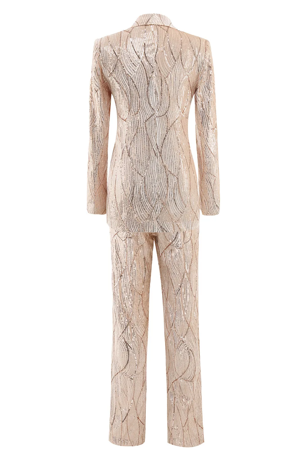 Champagne Peak Lapel Single Button Sequin Women's Suits sold by Zapaka product image thumbnail 2