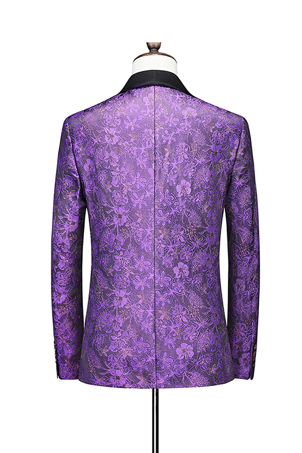 Purple Single Breasted Shawl Lapel Printed 3 Pieces Men's Prom Suits sold by Zapaka product image thumbnail 2