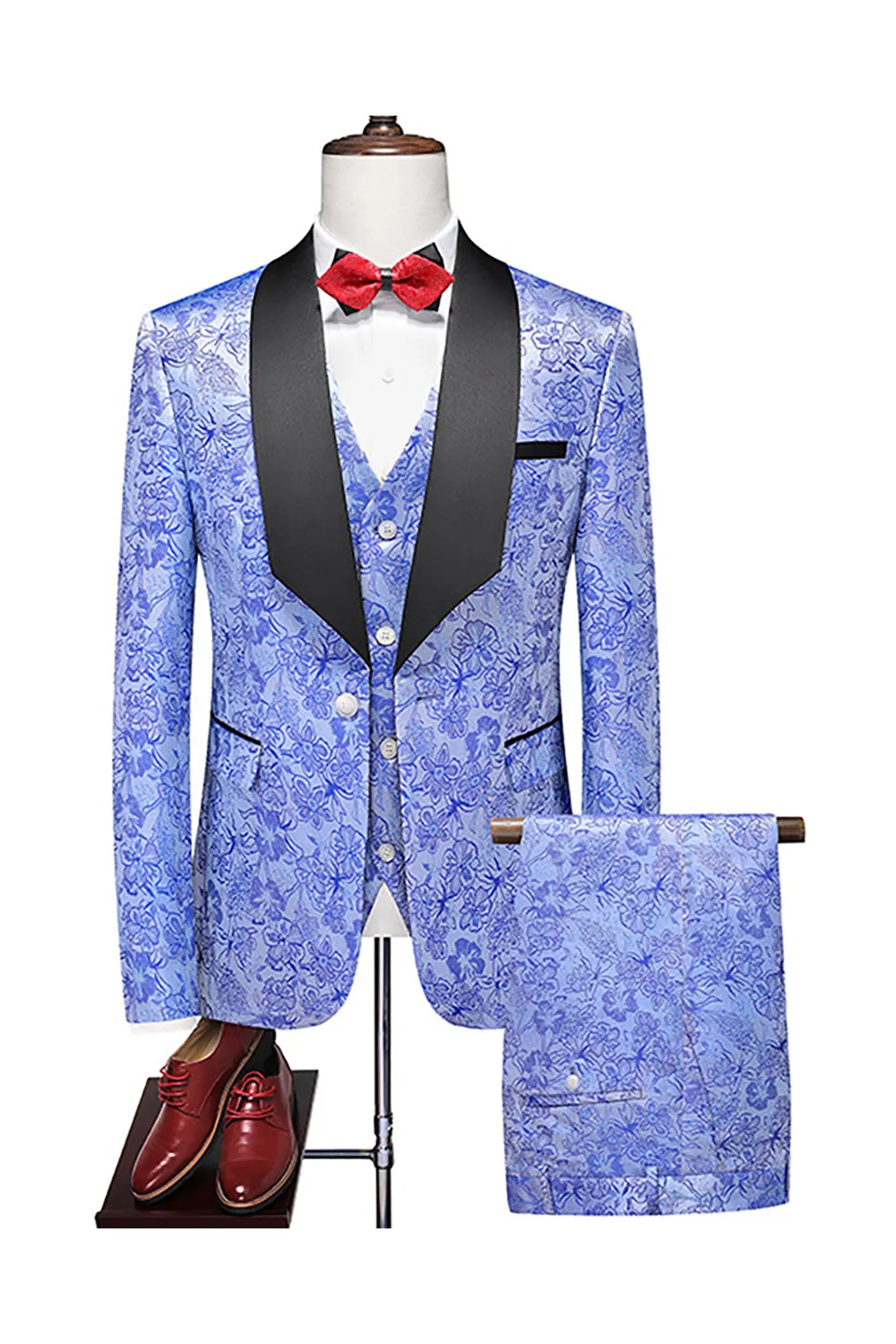 Purple Single Breasted Shawl Lapel Printed 3 Pieces Men's Prom Suits sold by Zapaka product image thumbnail 3
