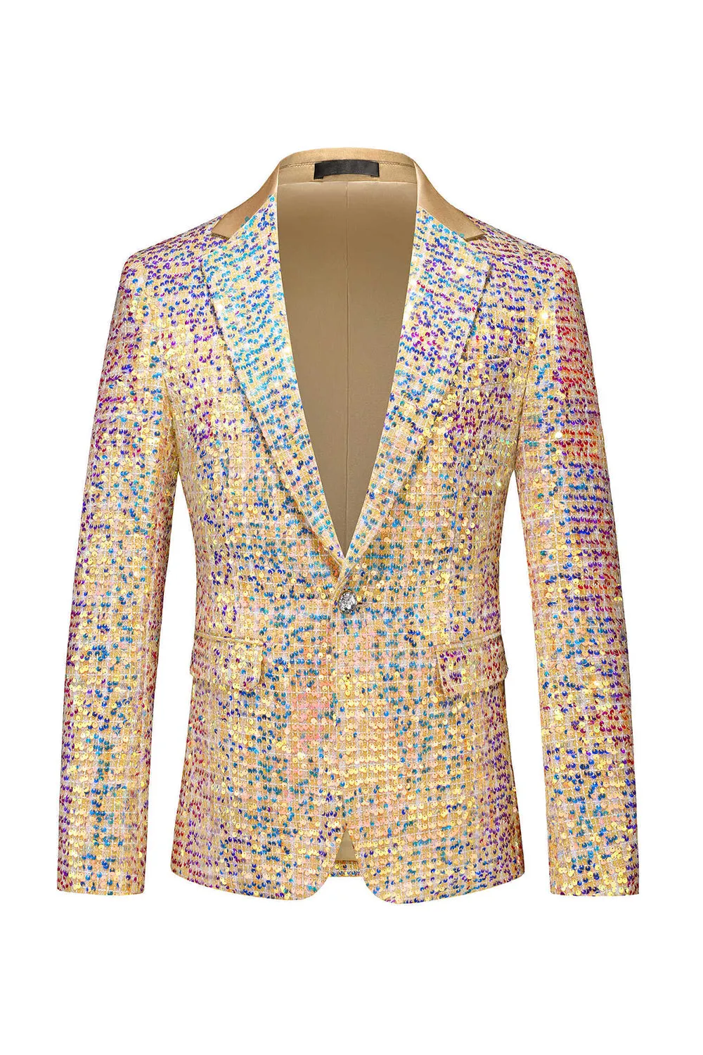 Champagne Sequin Single Breasted Notched Lapel Printed 2 Pieces Men's Prom Suits sold by Zapaka product image thumbnail 2