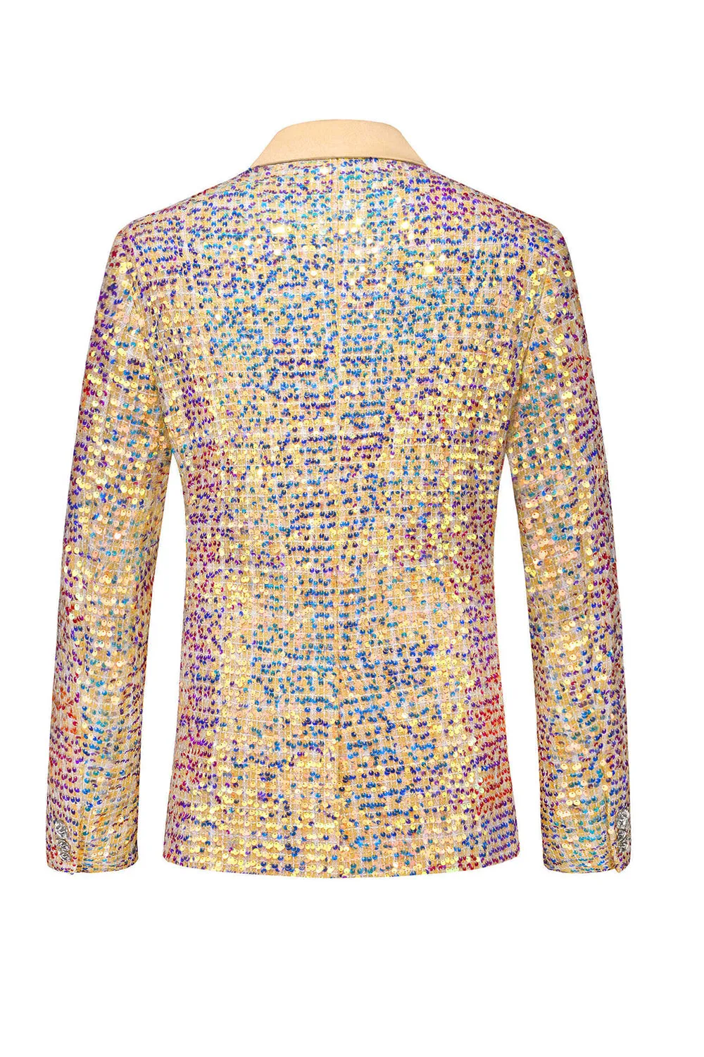 Champagne Sequin Single Breasted Notched Lapel Printed 2 Pieces Men's Prom Suits sold by Zapaka product image thumbnail 3