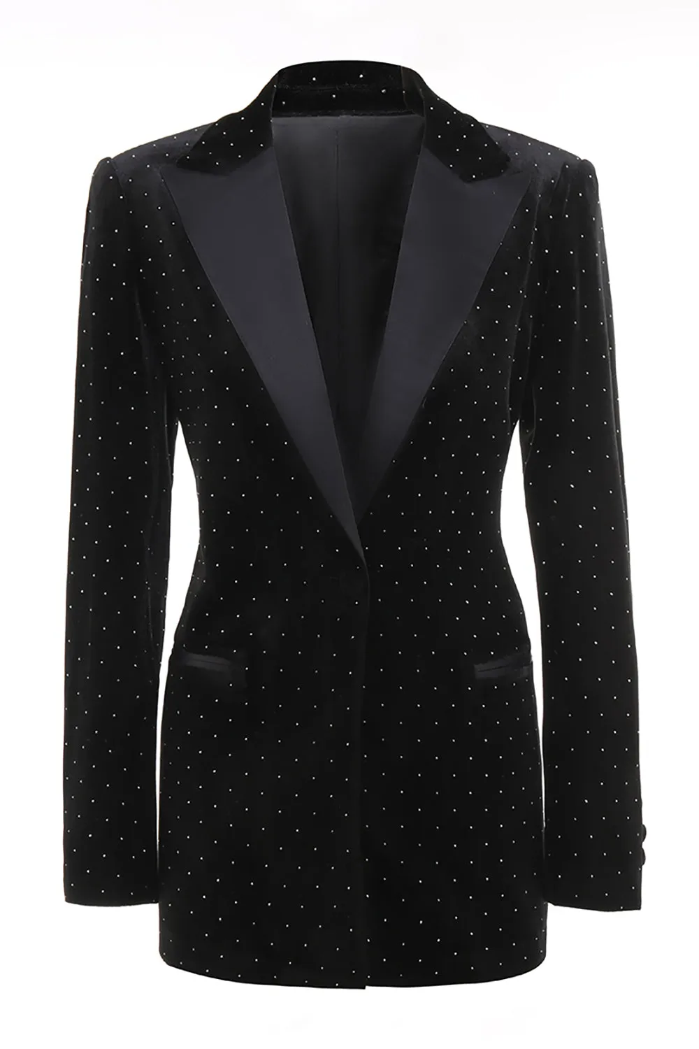 Black Polk Dots One Button 2 Piece Women Suit sold by Zapaka product image thumbnail 4