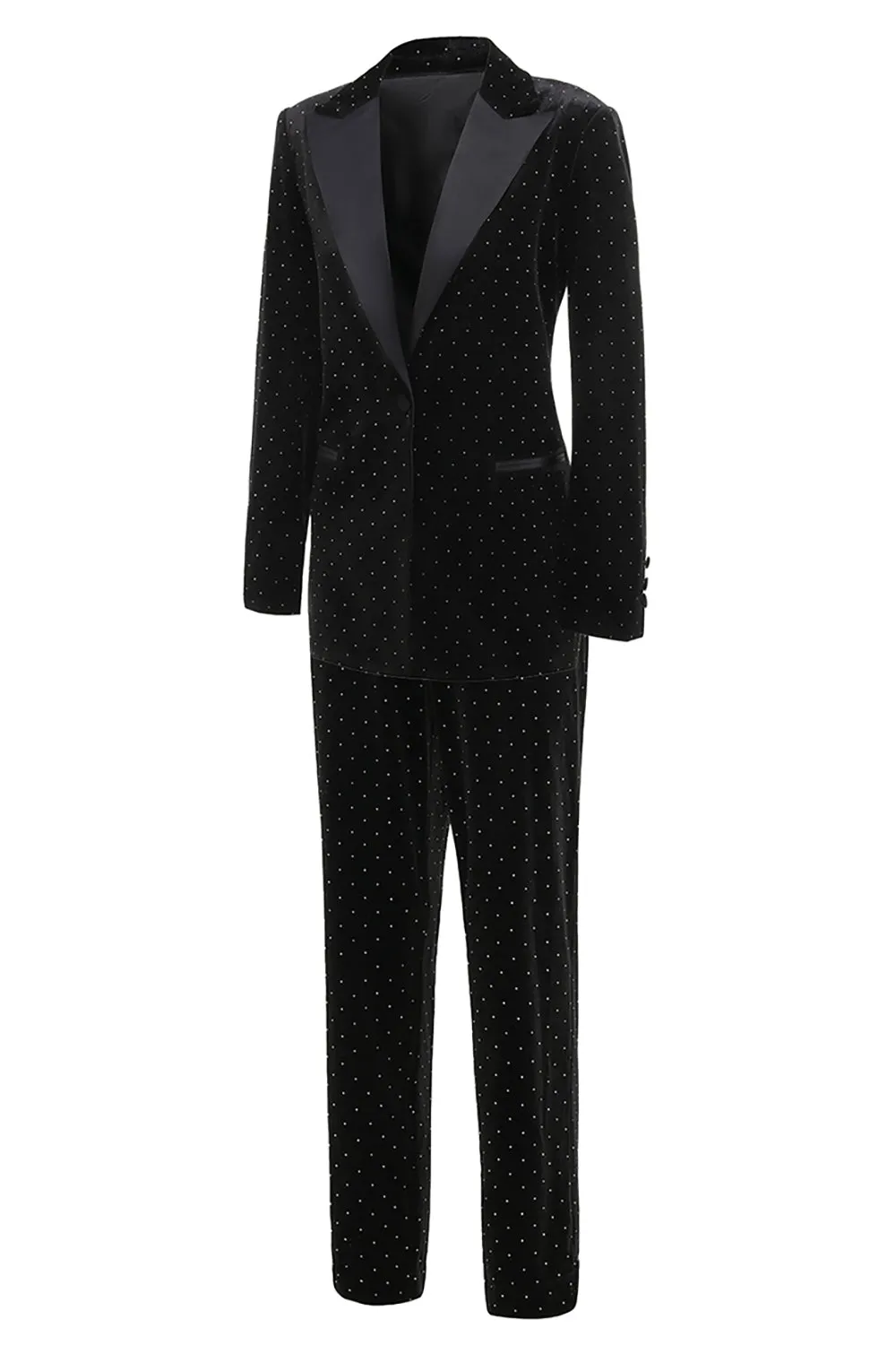 Black Polk Dots One Button 2 Piece Women Suit sold by Zapaka product image thumbnail 3