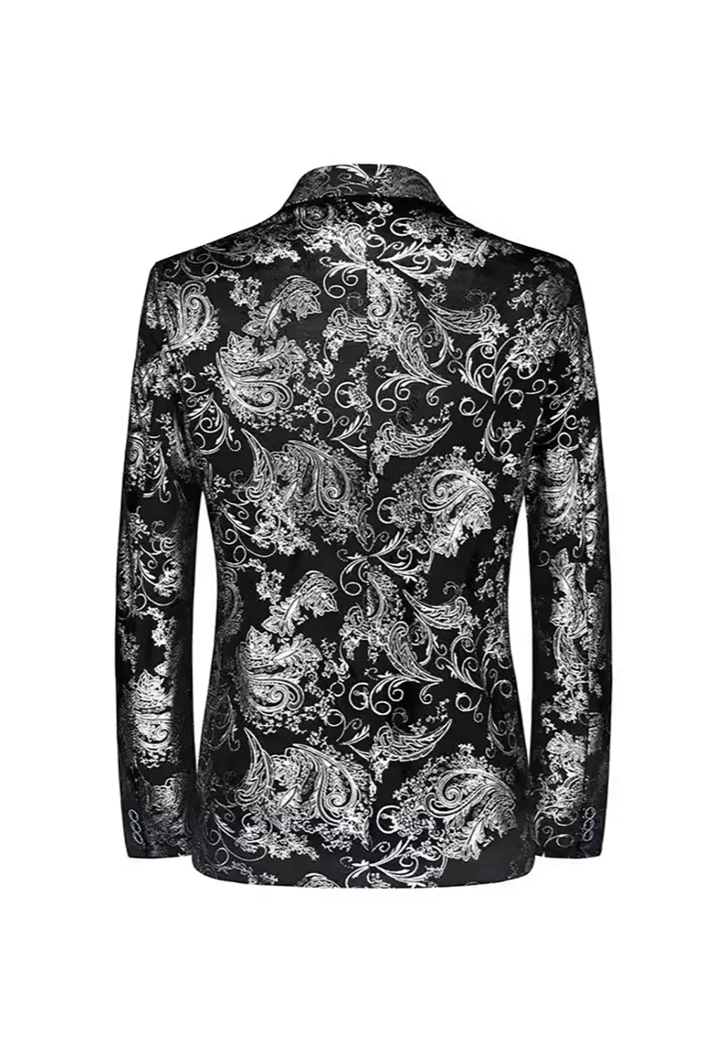 Black Golden Single Breasted Notched Lapel Printed Men's Prom Blazer sold by Zapaka product image thumbnail 4