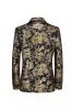 Black Golden Single Breasted Notched Lapel Printed Men's Prom Blazer sold by Zapaka