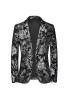 Black Golden Single Breasted Notched Lapel Printed Men's Prom Blazer sold by Zapaka