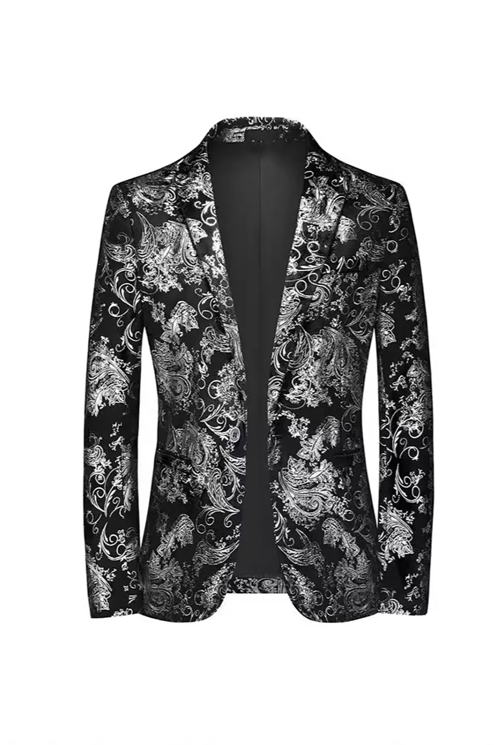 Black Golden Single Breasted Notched Lapel Printed Men's Prom Blazer sold by Zapaka product image thumbnail 3