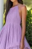 Lilac Chiffon Ruffled A Line Long Wedding Guest Dress sold by Zapaka