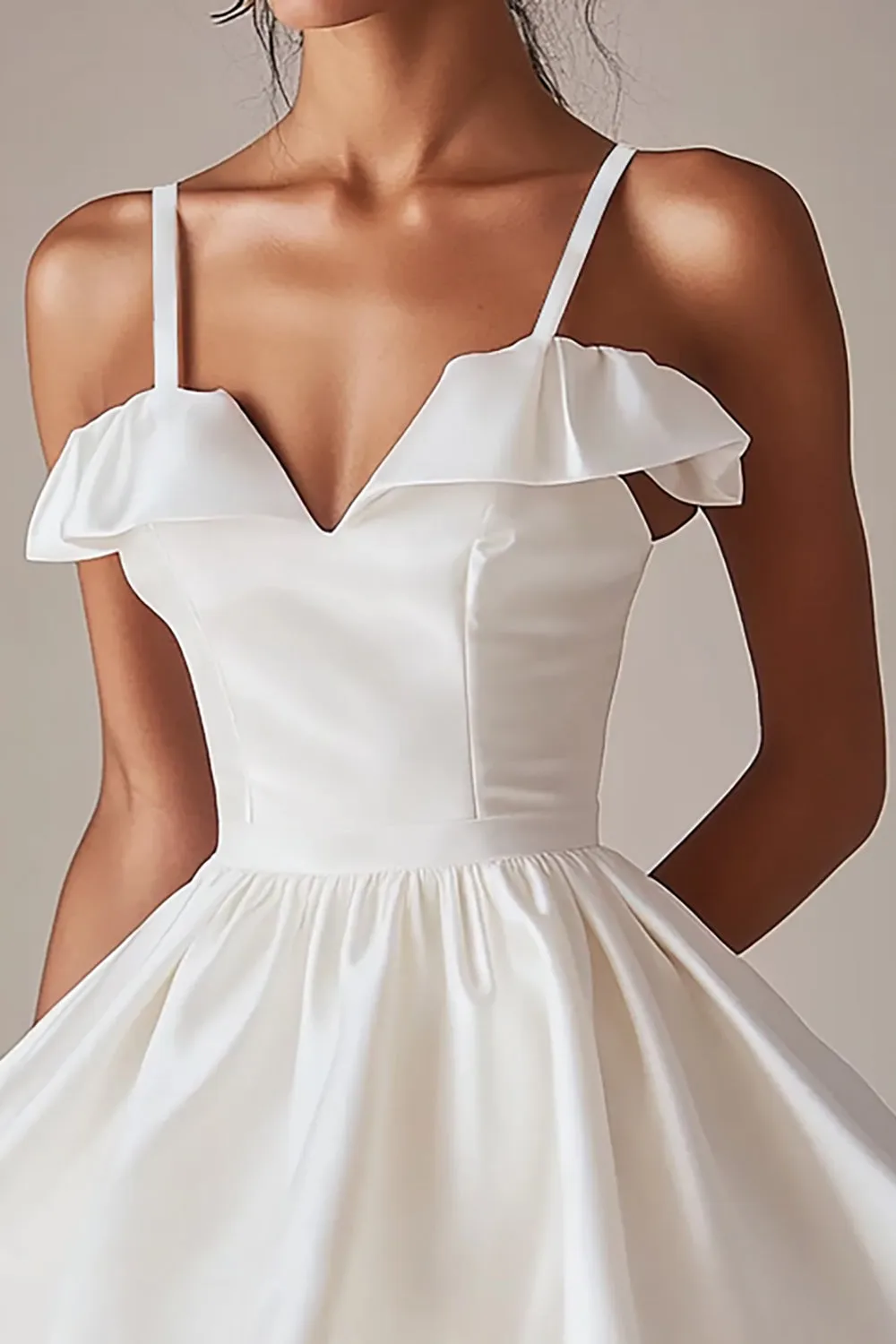 White A Line Spaghetti Straps Short Graduation Dress sold by Zapaka product image thumbnail 2