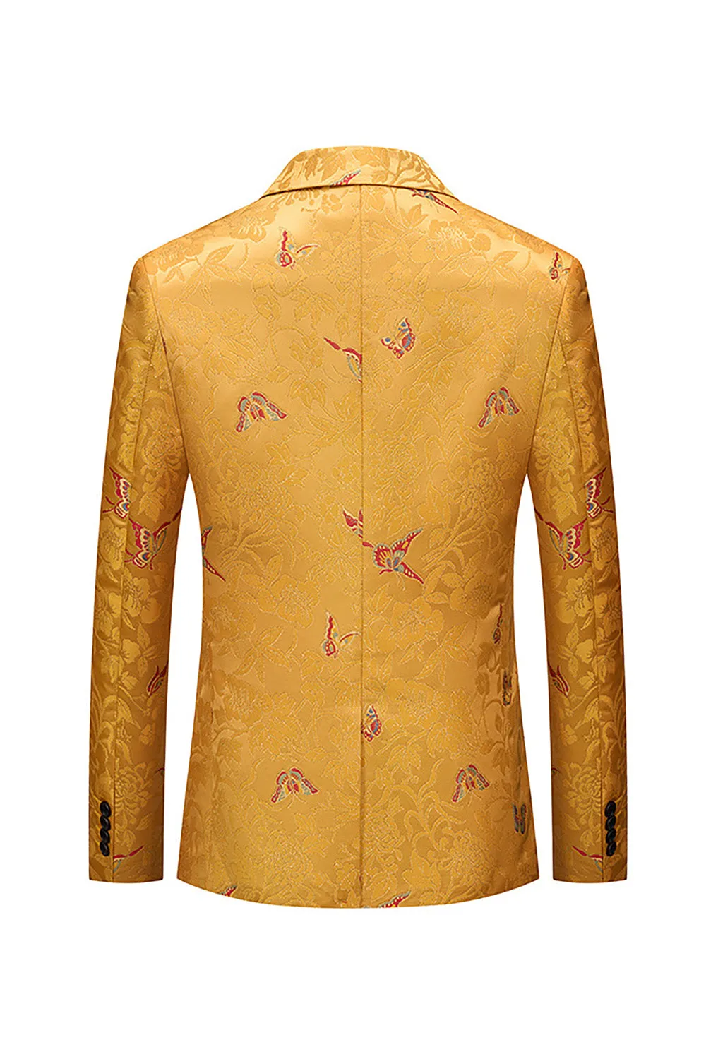 Yellow Notched Lapel Floral One Button Men's Blazer sold by Zapaka product image thumbnail 2