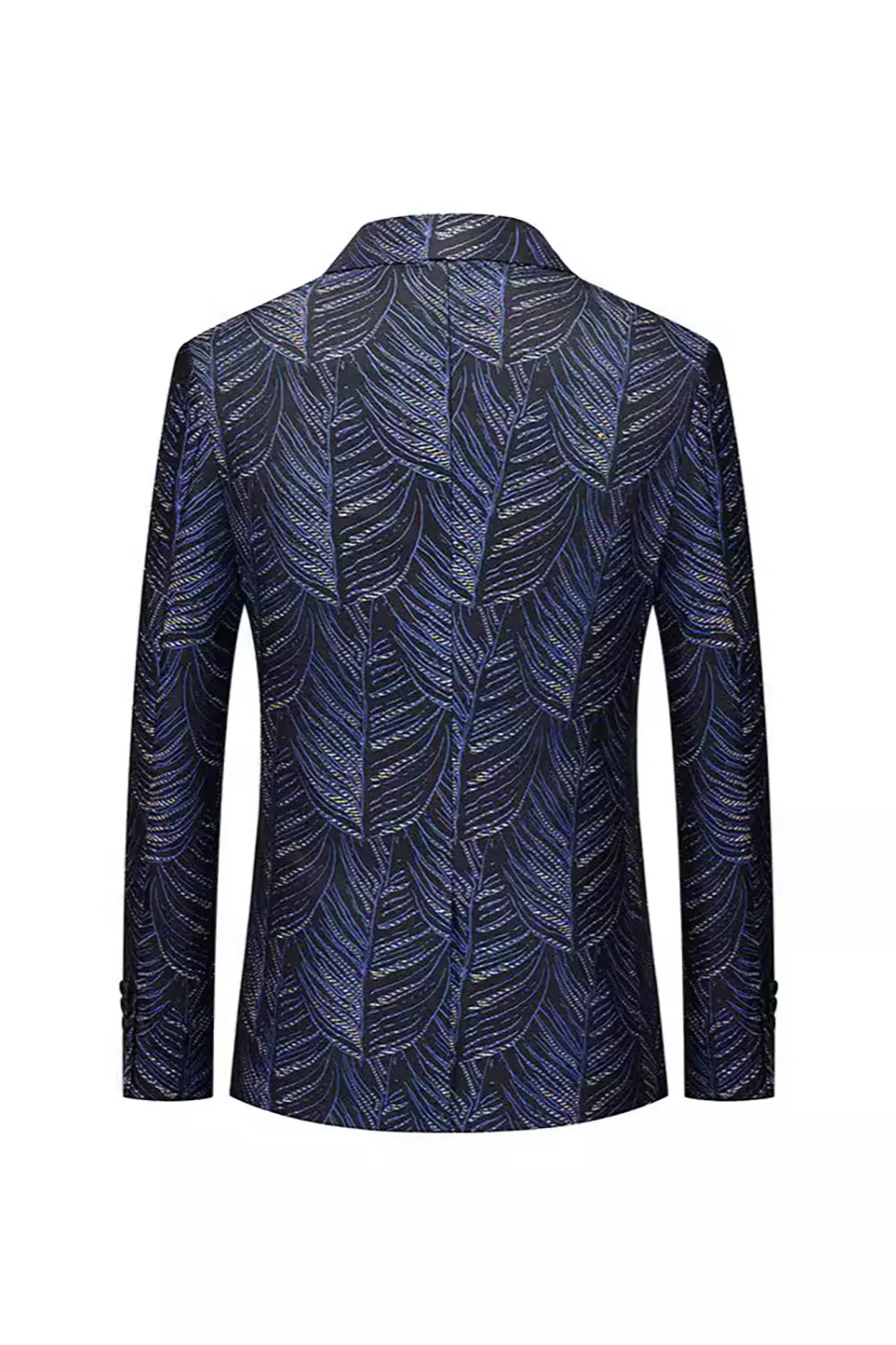 Dark Navy Jacquard Notched Lapel Men's Blazer sold by Zapaka product image thumbnail 2