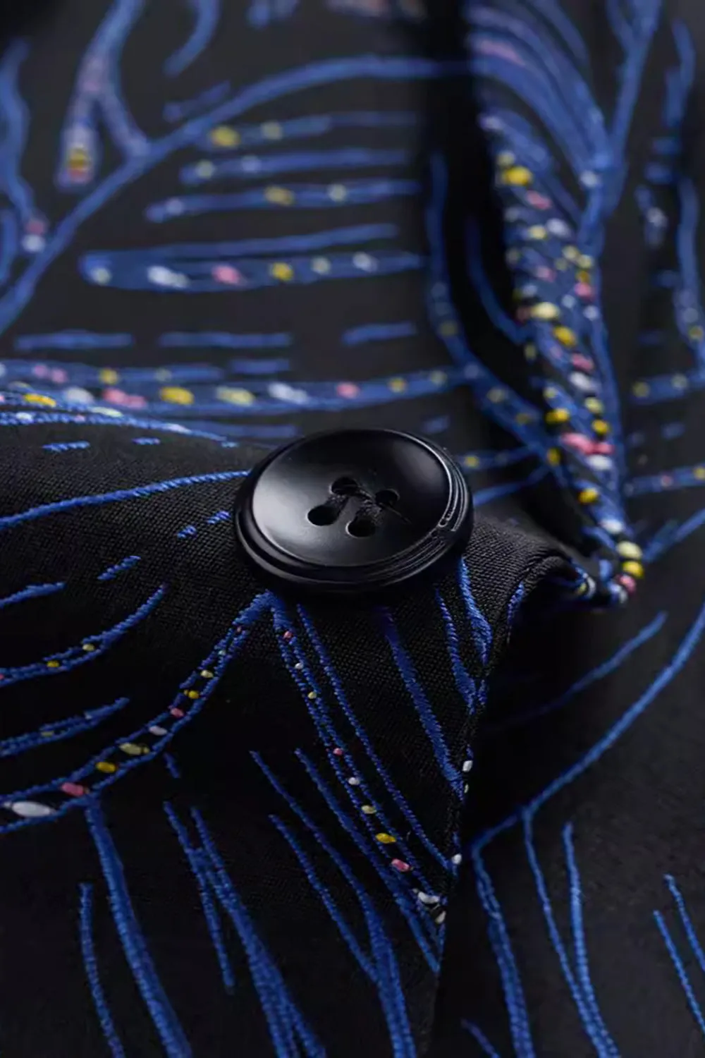 Dark Navy Jacquard Notched Lapel Men's Blazer sold by Zapaka product image thumbnail 3