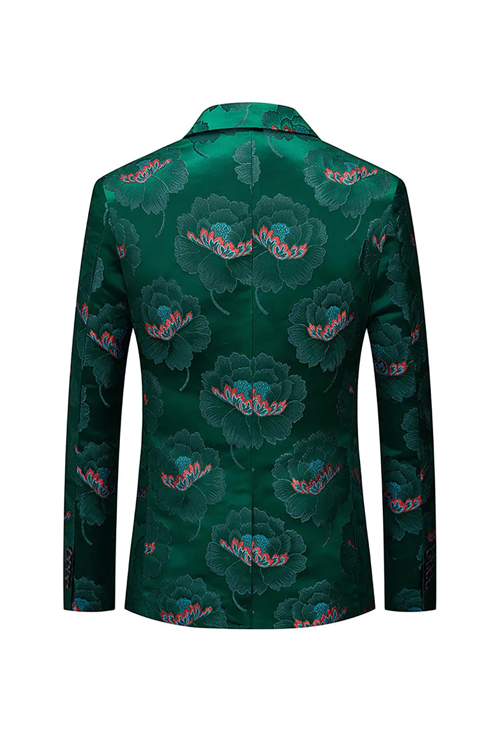 Floral Dark Green Notched Lapel One Button Men's Blazer sold by Zapaka product image thumbnail 2