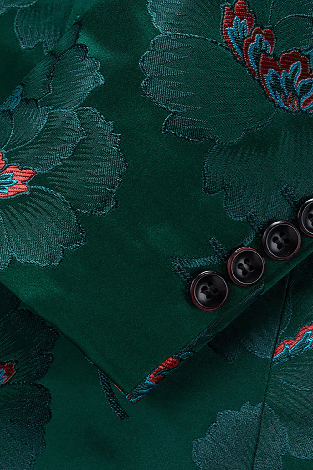 Floral Dark Green Notched Lapel One Button Men's Blazer sold by Zapaka product image thumbnail 3
