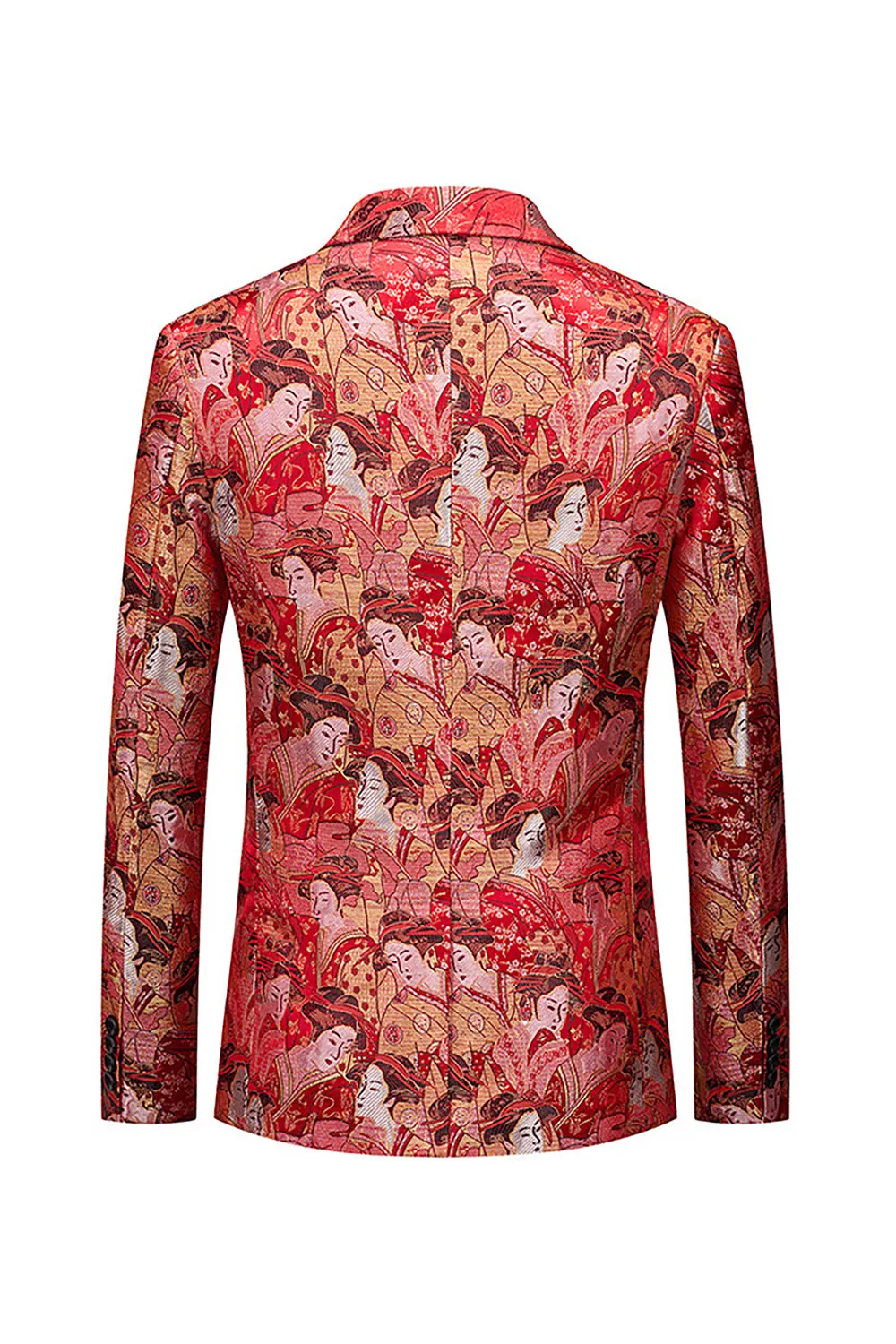 Red Floral One Button Fitted Notched Lapel Men's Blazer sold by Zapaka product image thumbnail 2